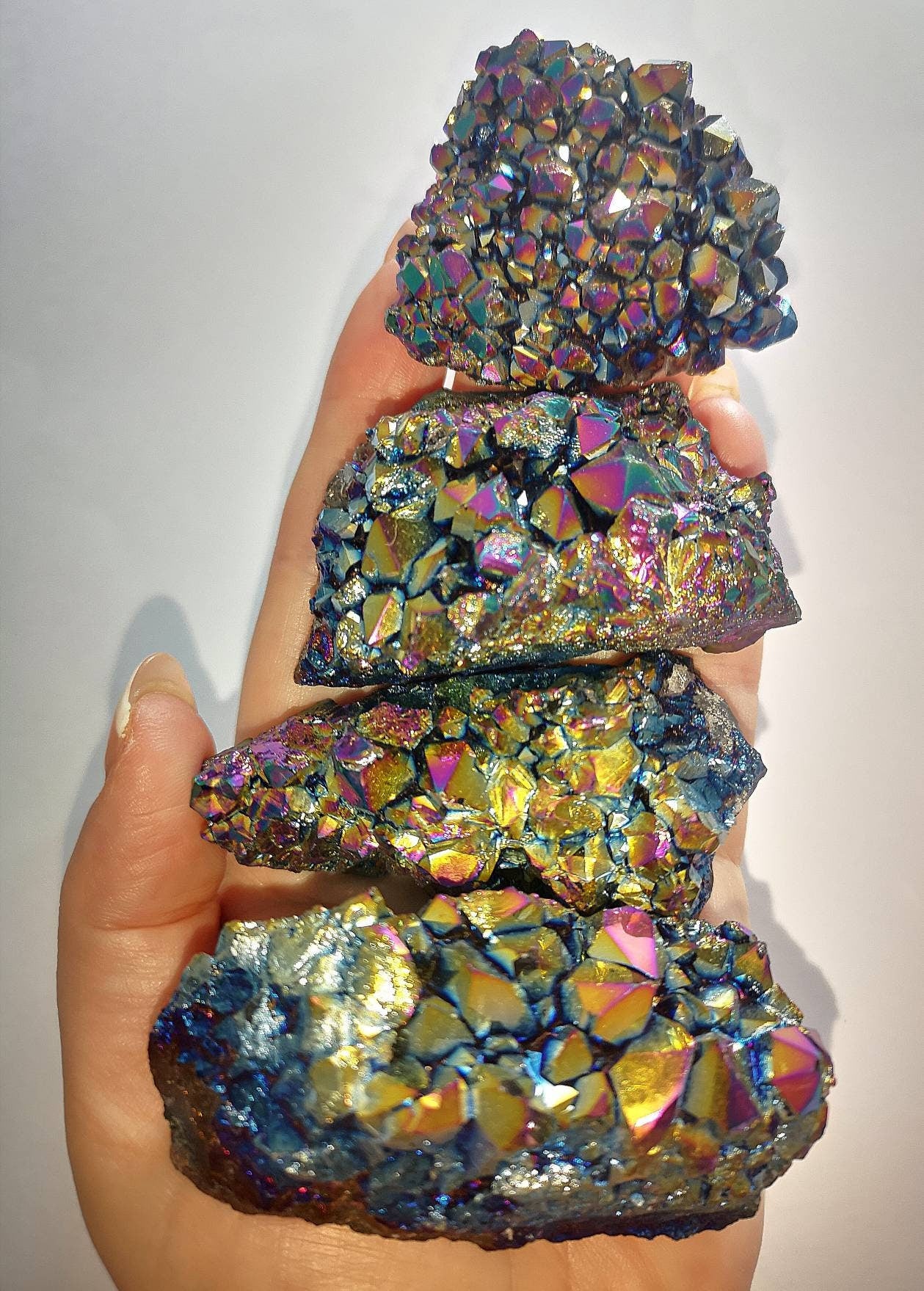 Rainbow Titanium Aura Quartz, Raw UK Crystals, Ethically Sourced Healing Crystals, Crystal Gift, Reiki Stones, Colourful Crystals