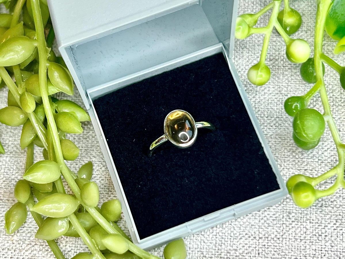 Citrine Crystal Ring, 925 Sterling Silver, UK size P, Gemstone Jewellery, Crystal gift for wealth, Ethically sourced, metaphysical shop