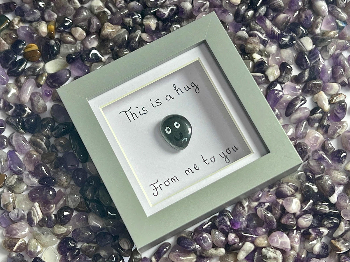 Framed Crystal Pocket Hug, Handmade Gift, Amethyst, Rose Quartz