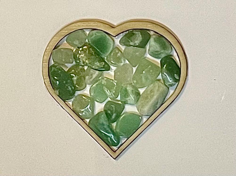 Teacher thank you gift, framed crystal heart and poem, metaphysical shop, wall art decor, aventurine gemstone gift, green crystal present