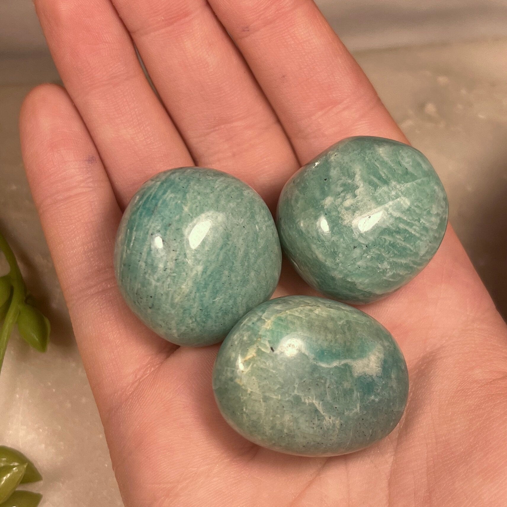 Amazonite Tumblestones, Size Options, Consciously Sourced