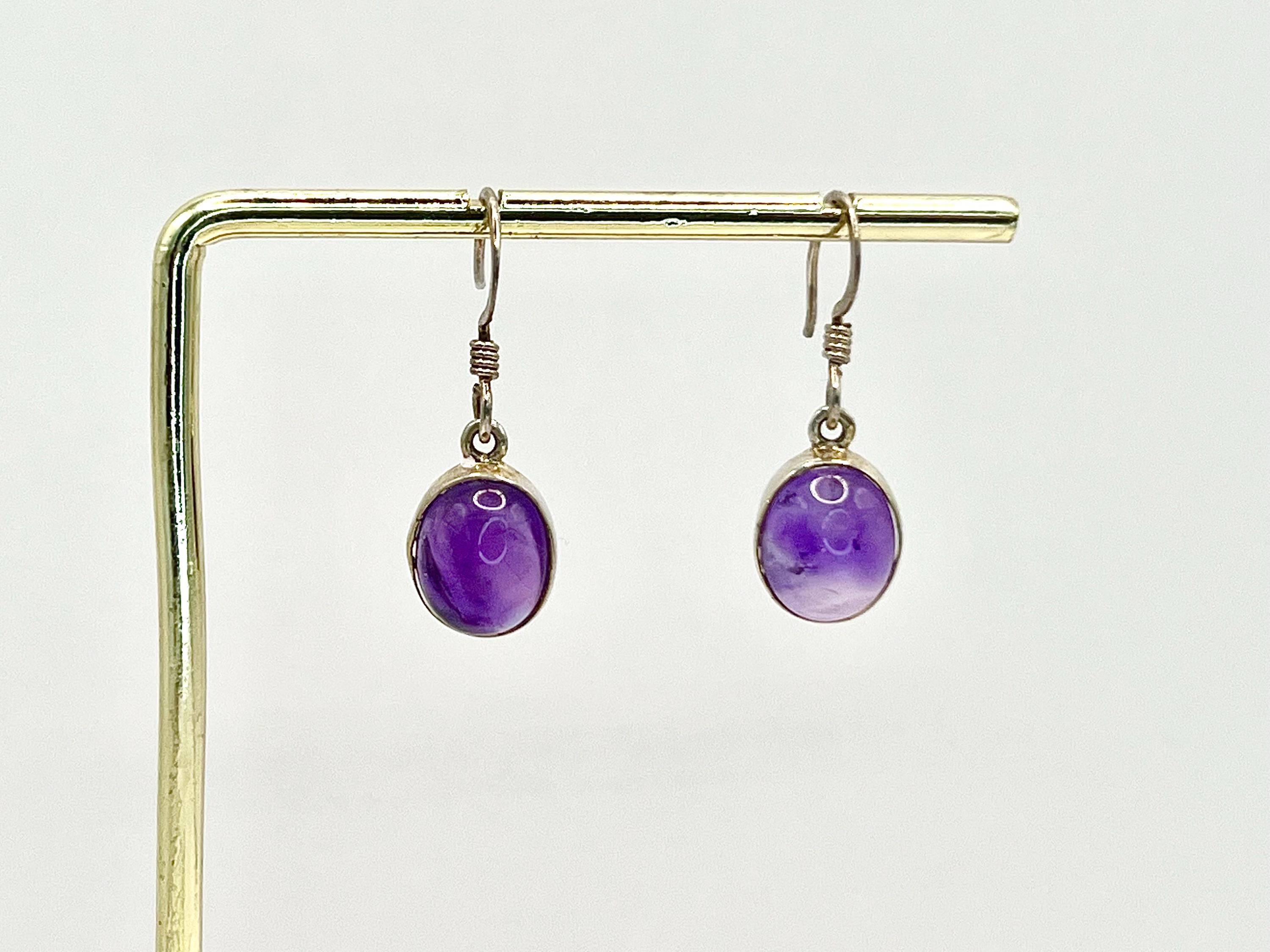Sterling silver amethyst dangle earrings, crown chakra gemstone drop earrings for women, metaphysical shops, February birthday gift for her