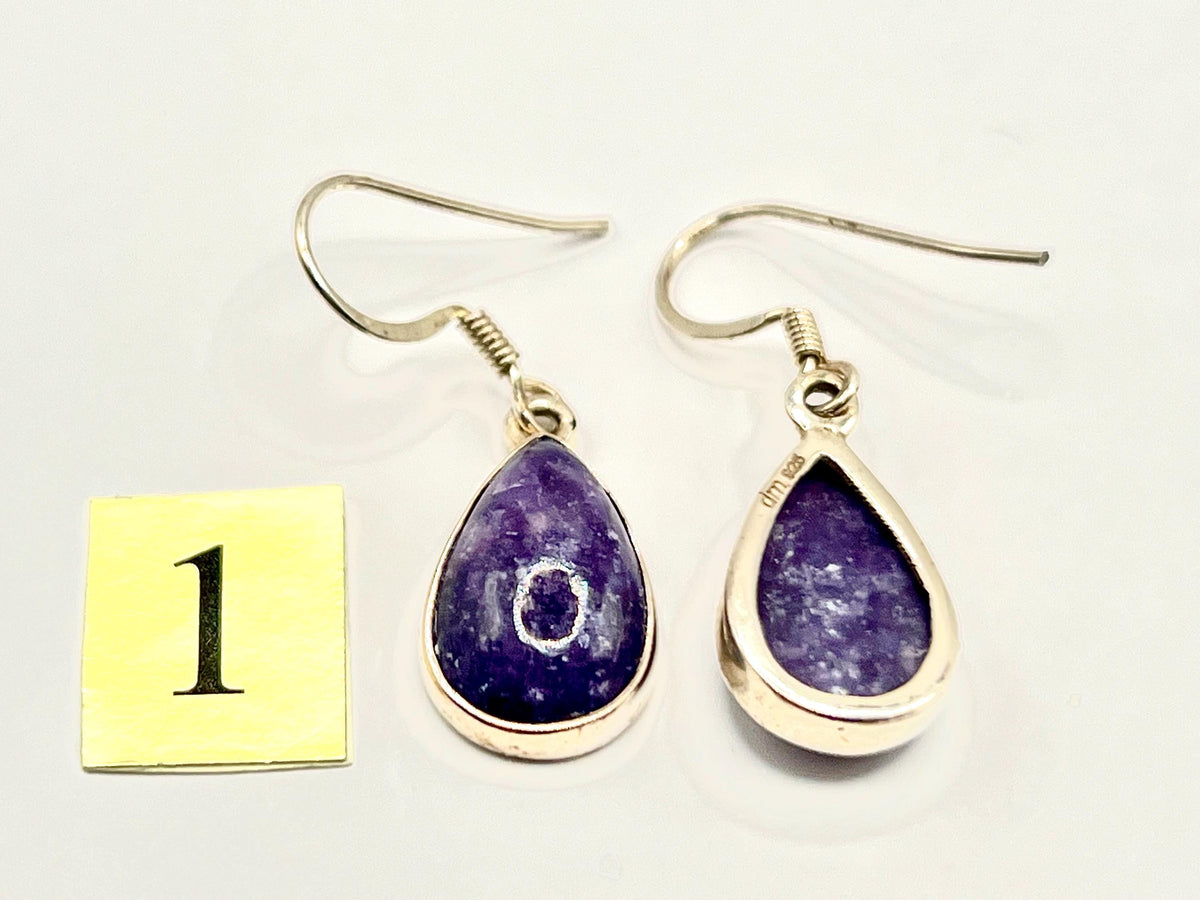 Sterling silver lepidolite dangle earrings, crown chakra gemstone drop earrings for women, metaphysical shops, birthday gift for her