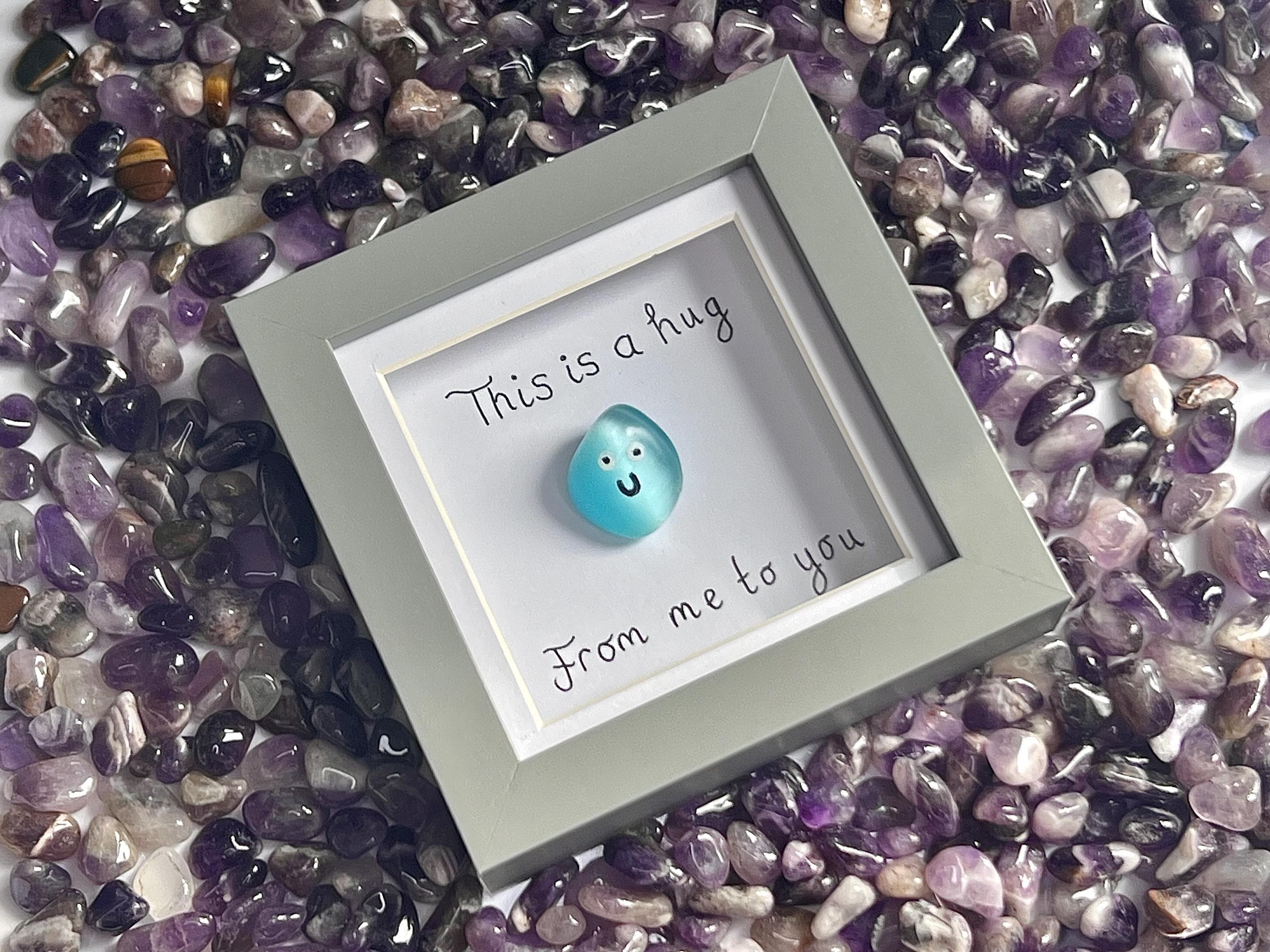 Framed Crystal Pocket Hug, Handmade Gift, Amethyst, Rose Quartz