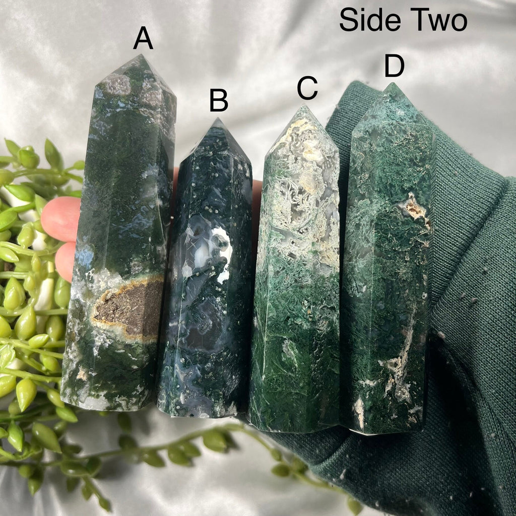 Moss Agate Towers, Moss Agate Points, Crystals Carvings, Moss Agate Polished, Consciously Sourced