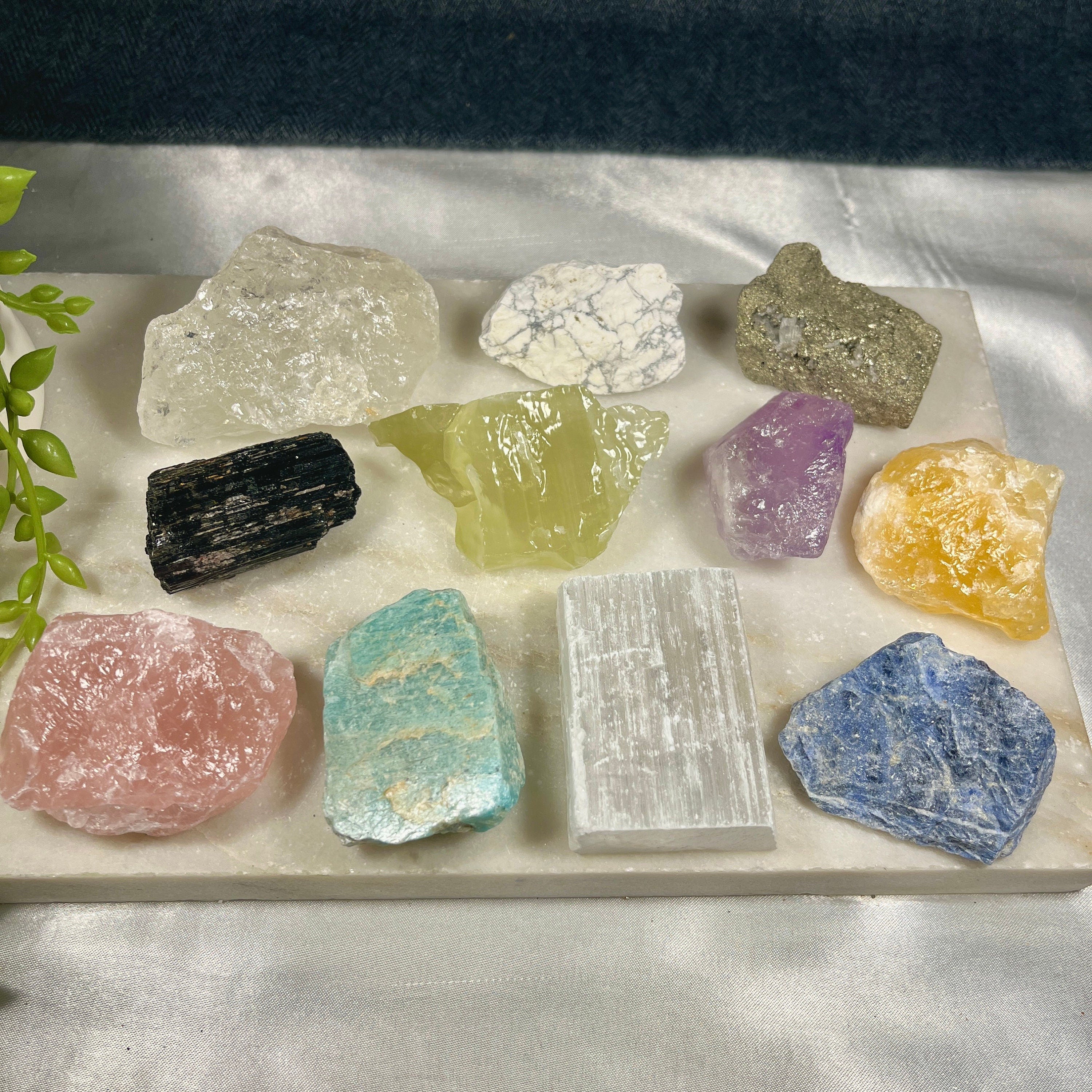 10 Raw Crystals Starter Set , Beginner Crystals Kit, Full Set of Raw Crystals , Raw Crystal Collection, Rose Quartz, Amethyst, Pyrite